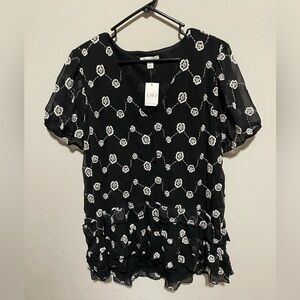 Cato Black and White Patterned Blouse